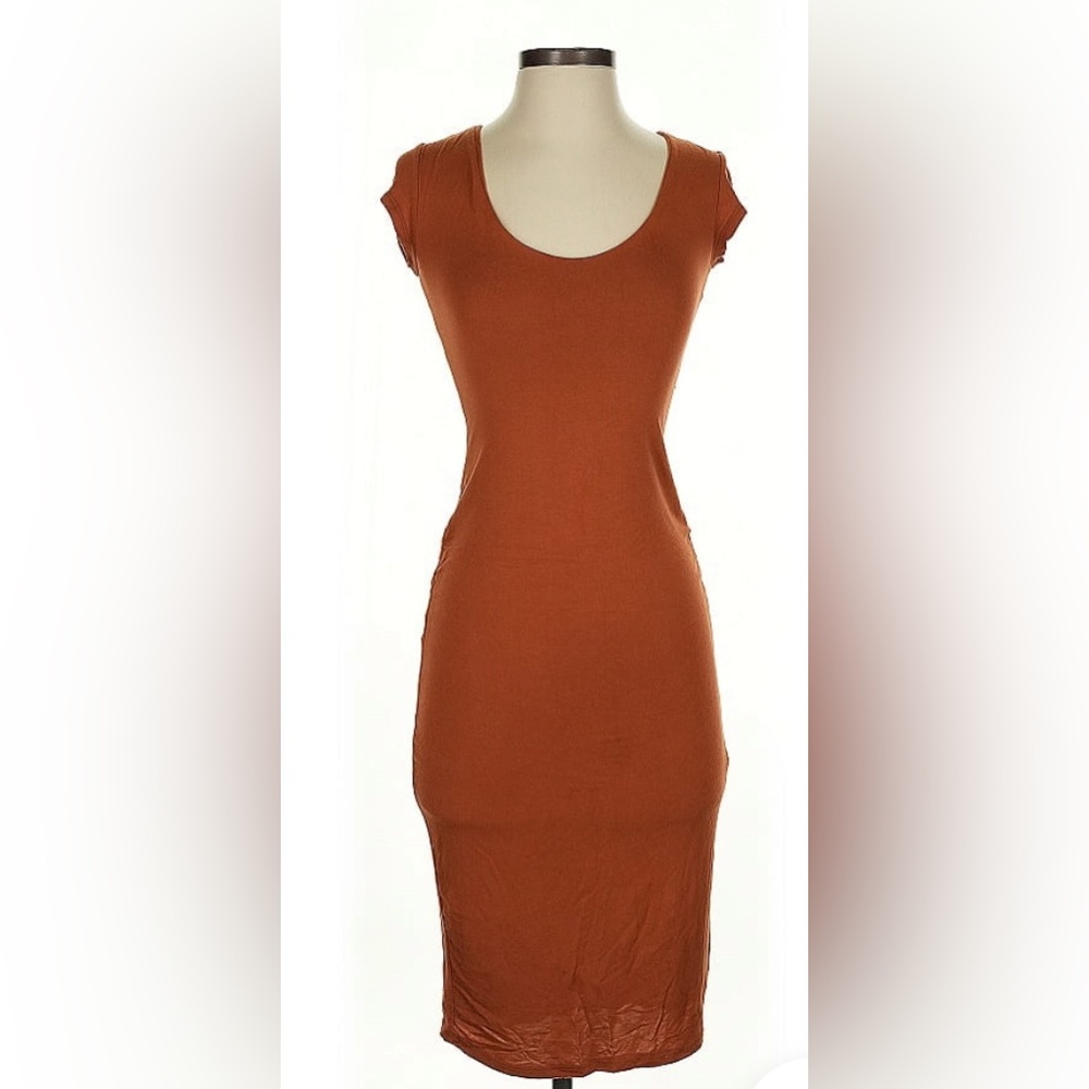 Terracotta Casual Tee Shirt Dresss